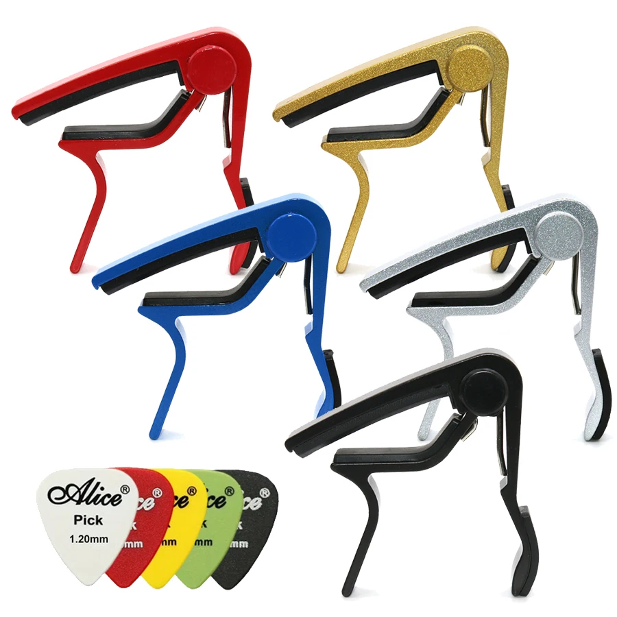 1pc Guitar Capo with 5Picks for Acoustic Electric Guitar Single Handed Capos Multicolored String Instrument Guitar Accessory TMZ