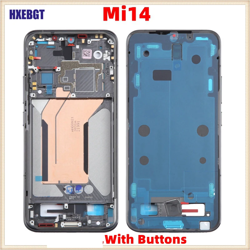 For Xiaomi 14 Mi14 LCD Front Frame Housing Middle Bezel Chassis With Side Buttons Smartphone Repair Parts.