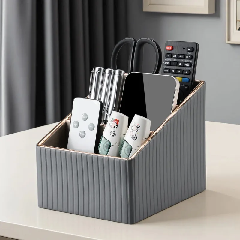 Small Leather Storage Rack Light Luxury Business Office Desktop Shelf Remote Control Storage Box Premium Sense Phnom Penh