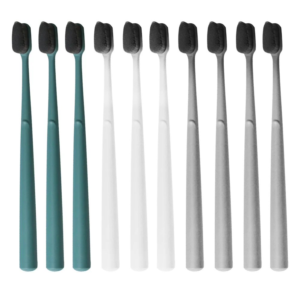 

10pcs Portable Adult Toothbrush Soft Bristle Ergonomic Handle Single Tube For Travel Oral Care Nylon Silk Teeth Cleaning Tool