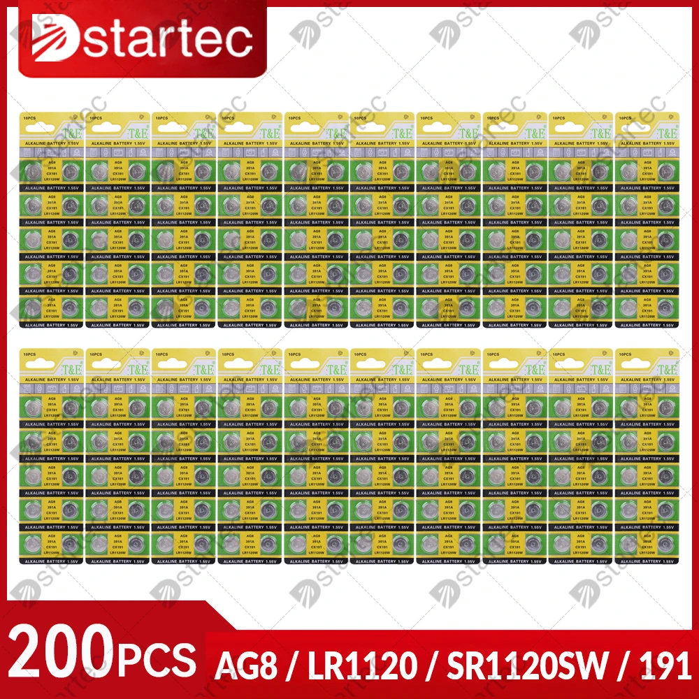 DStartec 100PCS SR1120SW 191 391 LR1120 SR1120 AG8 Bateria guzikowa 1.55V G8A CX191 Baterie zegarkowe do zegarków Toy Remote Cell Coin