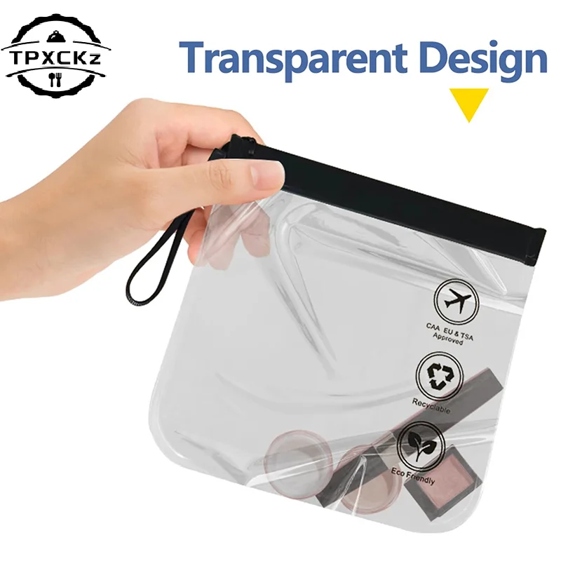 Transparent Toilet Bag Reusable Packaging Bag Portable Travel Essentials Makeup Liquid Leakproof Resealable EVA Cosmetic Bag