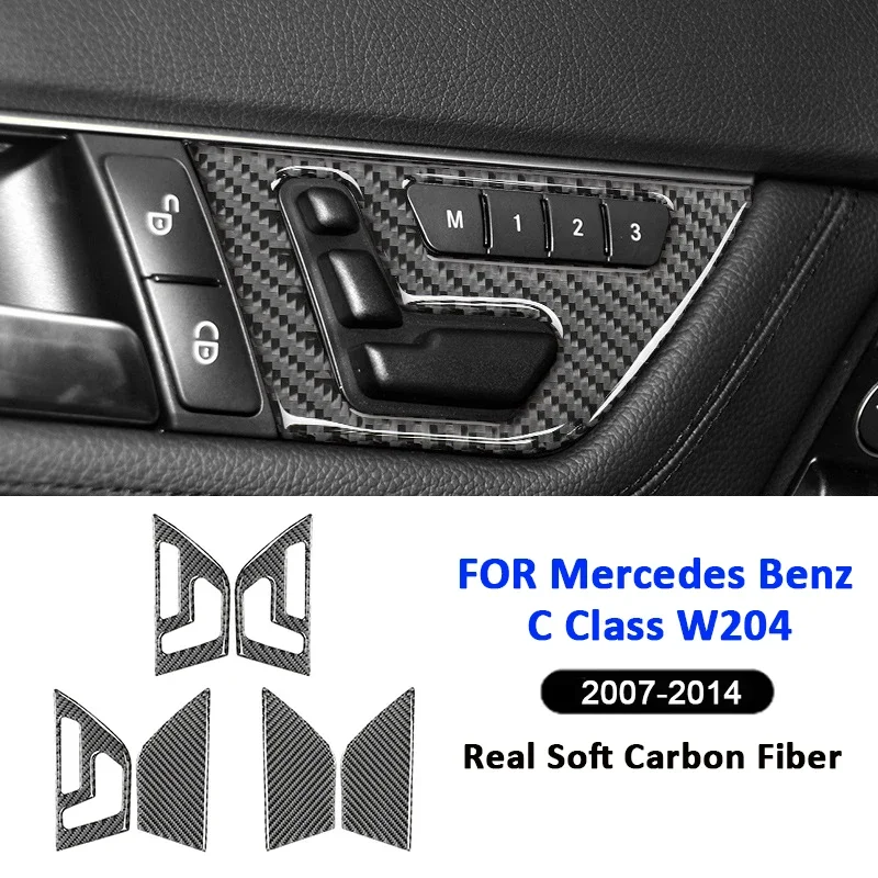 

For Mercedes Benz C Class W204 2007-2014 Carbon Fiber Car Seat Adjusting Control Panel Trim Frame Decoration Interior Sticker