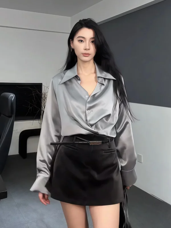 

plus Size Women's Long Sve irt Ele Versatile Early Autumn New Design Unique Beautiful Top Korean Sle Loose Fit Pol...