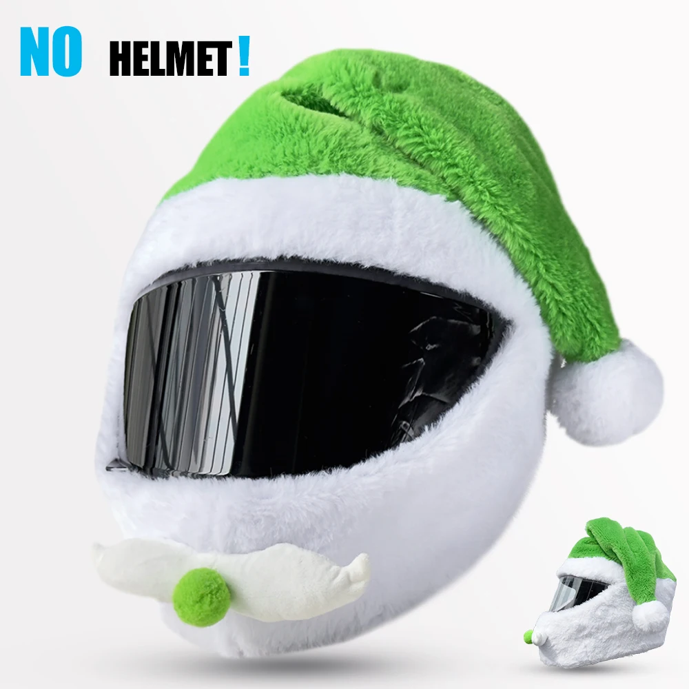 

Happy New Year Christmas & Halloween Personalized Warm Motorcycle Helmet Santa Hat Plush Hood helmet cover for winter