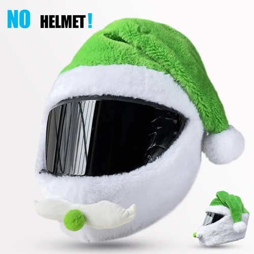 Imagen 1 del producto Feliz Año Nuevo Navidad y Halloween casco de motocicleta cálido personalizado gorro de Papá Noel cubierta de casco con capucha de felpa para invierno
