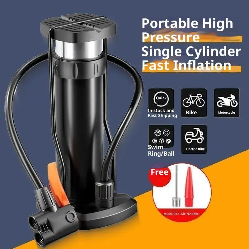 Folding Foot Pedal Multifunctional Inflation Pump Easy Carry Foot Stomp Portable Aluminum Alloy Bicycle Motorcycle Inflator Pump
