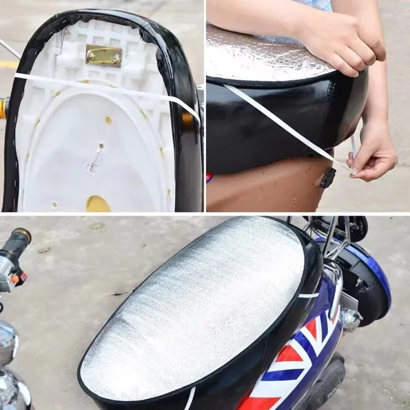 Universal Waterproof Motorcycle Sunscreen Seat Cover Cap Prevent Bask In Seat Scooter Sun Pad Heat Insulation Cushion Protect