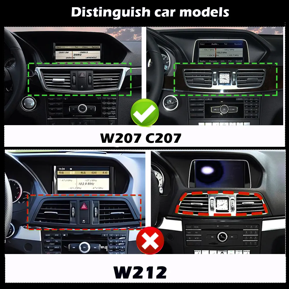 أندرويد 14 راديو السيارة الوسائط المتعددة لمرسيدس بنز E Class W212 2009 2010 2011 2012 2013 2014 2015 اليد اليمنى Drvie الملاحة GPS WIFI CarPlay اللاسلكية