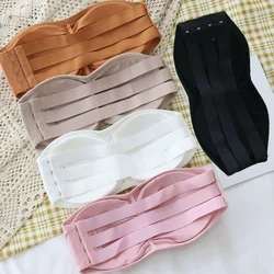 Sutiã sem alças sem costas com almofadas removíveis para mulheres, roupas íntimas sexy, top de tubo para meninas, lingerie invisível, tanques cortados, 1 peça