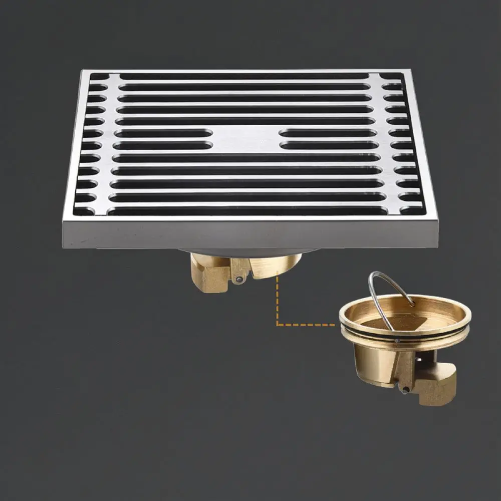 Gunmetal Grey Invisible Floor Drain Stainless Steel Tile Inset Waste Grate Anti Odor Modern Shower Bathroom Fitting