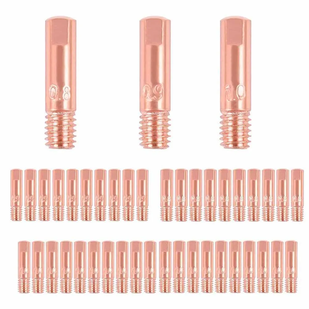 Copper Welding Nozzle Tips Set 40PCS 0.8/0.9/1mm for 15AK for mig MAG Welders with for m6 Thread for Welding Part Replacement