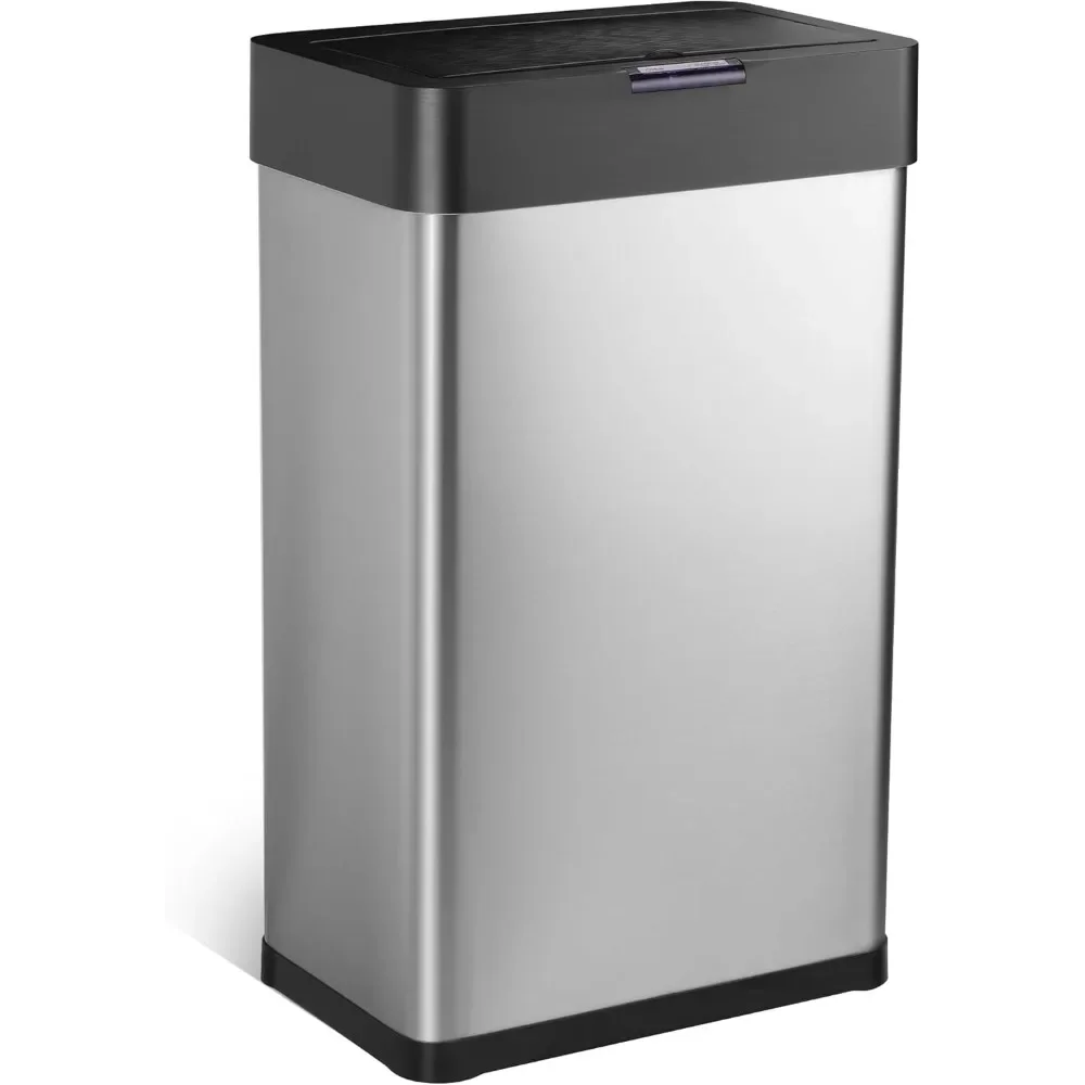 

Trash Can, 16 Gallon Touchless Motion Sensor Waste Bin Stainless Steel Garbage Can with Lid for Kitchen, Bedroom, Home Office