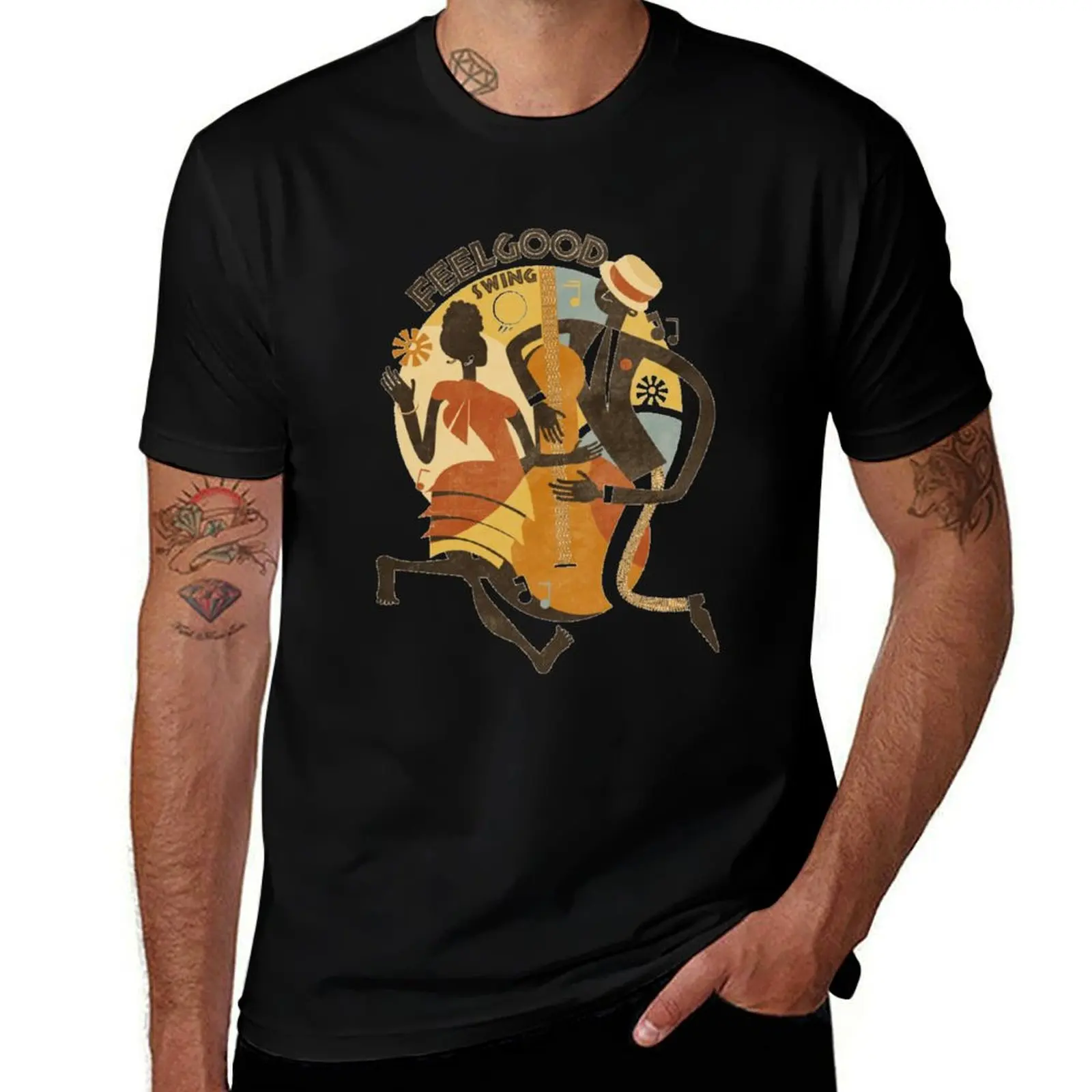 Camiseta Feelgood Swing Jazz de cuello redondo para tallas grandes y altas