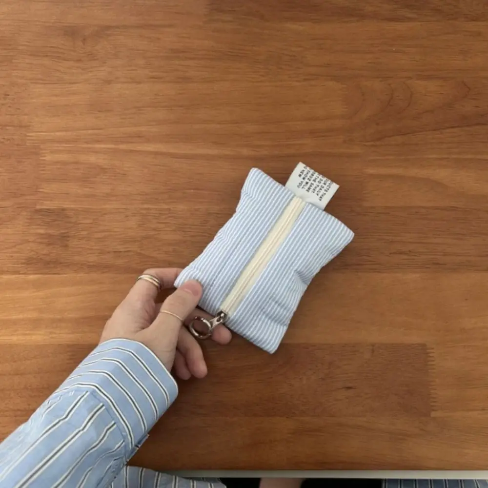 

Cute Stripe Coin Purse Large Capacity Mini Earphone Bag Portable with Zipper Card Holder