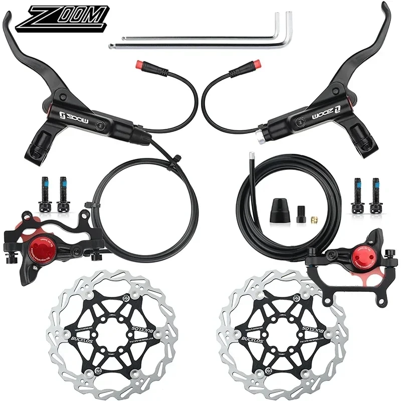 

ZOOM E-BIKE Hydraulic Disc Brake Set 2 Pistons Electric Bike Scooter Power Control Shifter Cut Power Off Bicycle Brakes