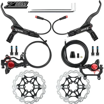 ZOOM E-BIKE Hydraulic Disc Brake Set 2 Pistons Electric Bicycle Scooter Power Control Lever Cut-off Power Bicycle Brakes