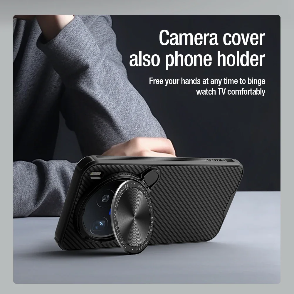 NILLKIN-Magnetic Case for Vivo X200 Pro, Dustproof, Anti-Fingerprint, Flip-Style Lens Protection, MagSafe Back Cover with Holder