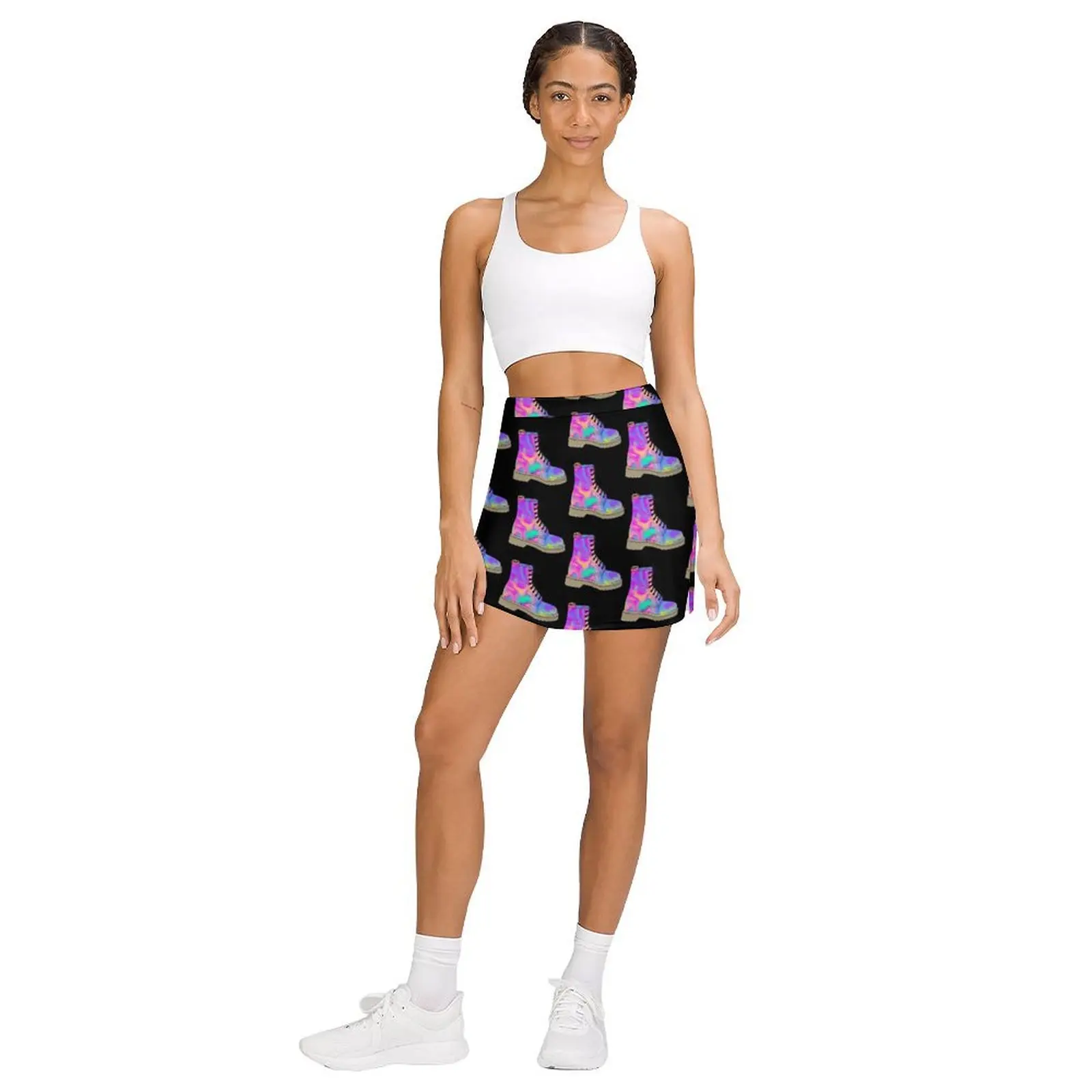 Swirly Neon Docs Mini Skirt korean clothes ladies Skort for women womens clothing