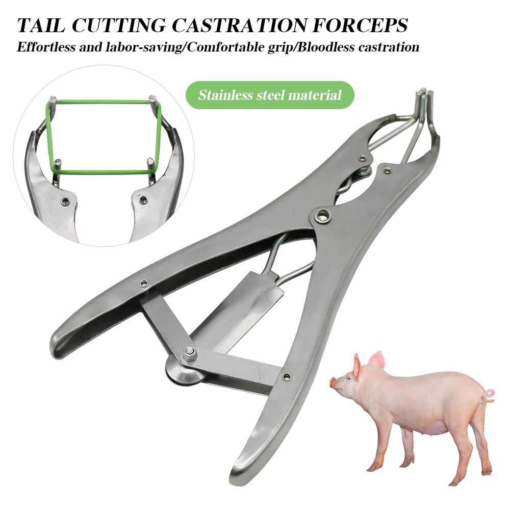Sheep Broken Tail Castration Forceps Expansion Clamp Elasticity Rubber Castration Rings Farm Animal Bloodless Broken Tail Plier
