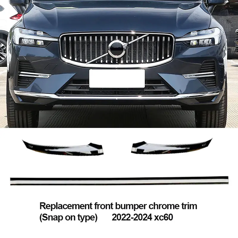 For Volvo XC60 2022-2024 front bumper chrome decorative accessories s90 2021-2024 front corner guard replacement