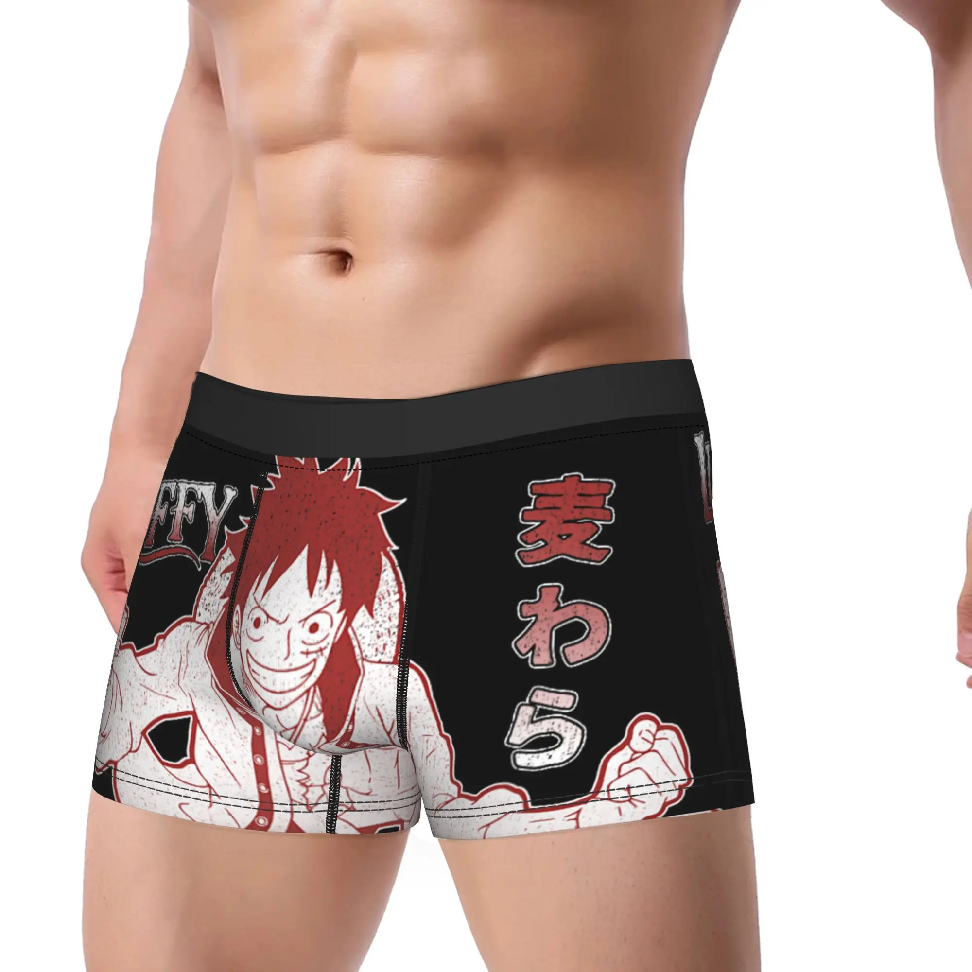One Piece Anime Straw Hat Monkey D Underpants Breathbale Panties Men Underwear Sexy Shorts Boxer Briefs