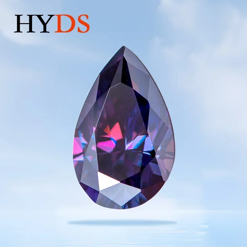 

Moissanite Stone Gemstone Imperial Purple Colour VVS1 Pear Shaped for Charms Jewelry Beads Making Materials with GRA Certificate