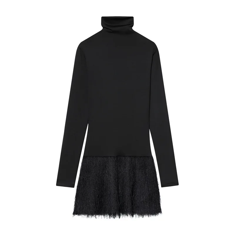 レディース 欧米風 フリンジ スプライシング スリムワンピース