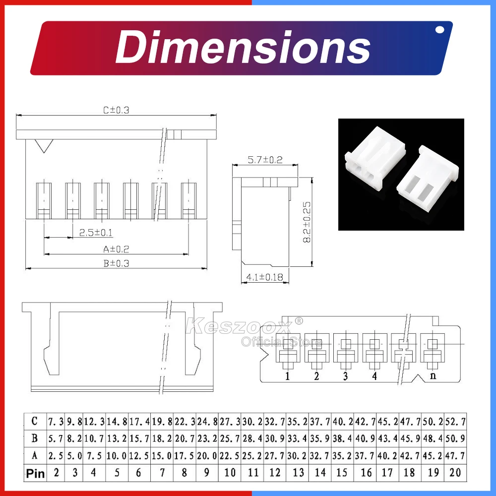 Both JST 2.5MM XH2.54 XHP 2/3/4/5/6/7/8/9/10P Connector with 10-100cm 22AWG  Wire