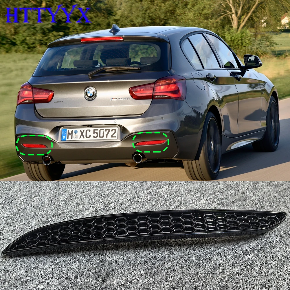 For BMW 1 Series F20 F21 M Sport LCI Urban Line 2016-2019 Glossy Black Honeycomb Rear Bumper Reflector 63147363787/63147363788