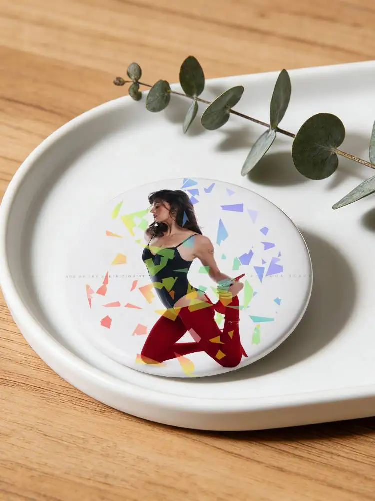Singer Rebecca Black Age of The Exhibitionist Round Badge Lapel Pins for Backpacks Briefcase Laser Brooch Clothes Gifts