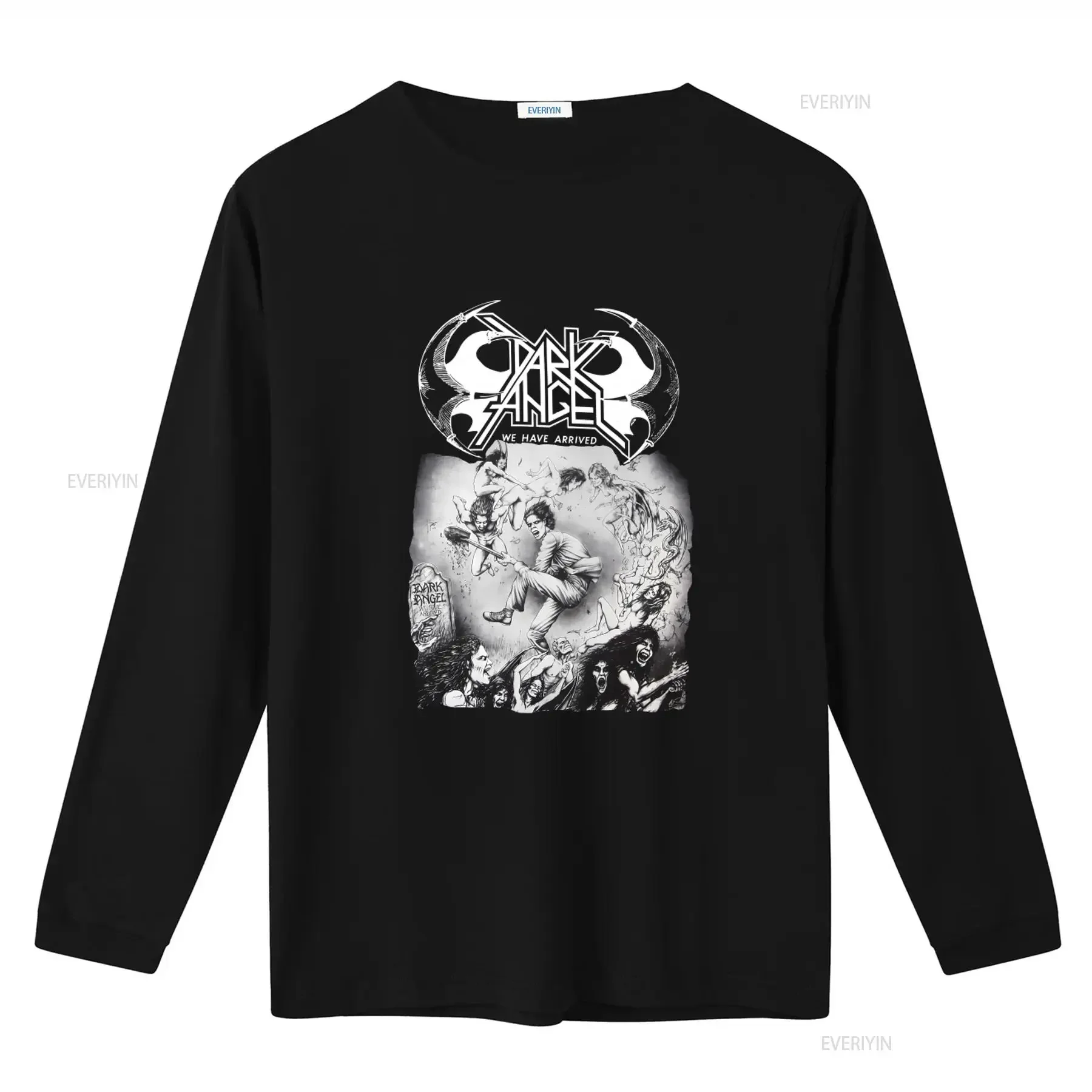 Dark Angel Band T Shirt We Have Arrived 85 Sacred Reich Design New Black Rock Merch vintage Washed streetwear graphic Stretched