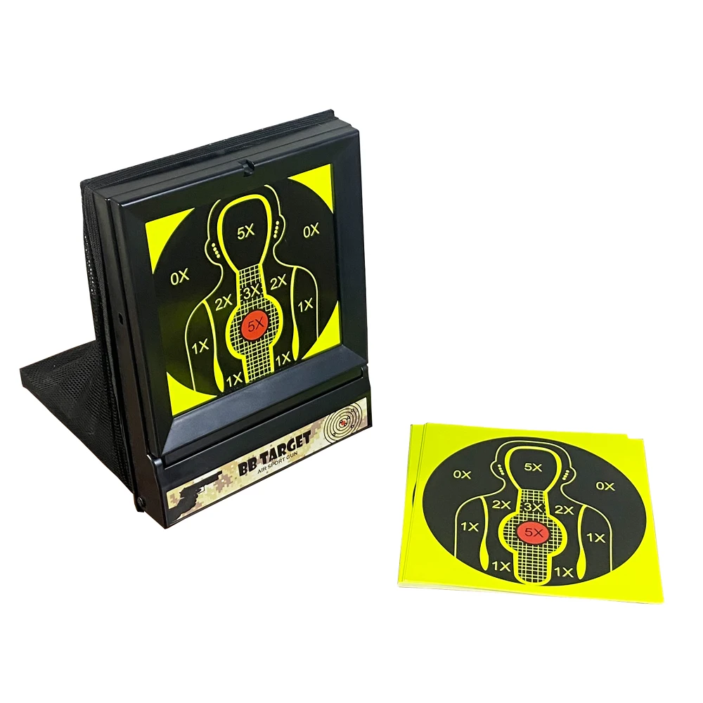 Imagem -05 - Abs Bbs Pellet Trap com Metal Spinner Target Inside Air Soft 20 Pcs Splatter e 10 Ordinary Paper Target