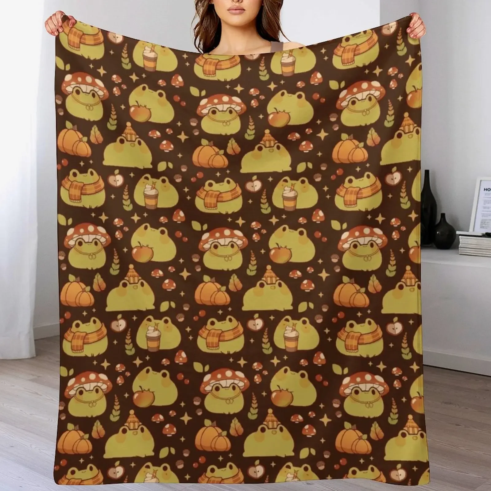 

Fall froggy Throw Blanket Warm Plush Fuzzy Blanket for Living Room