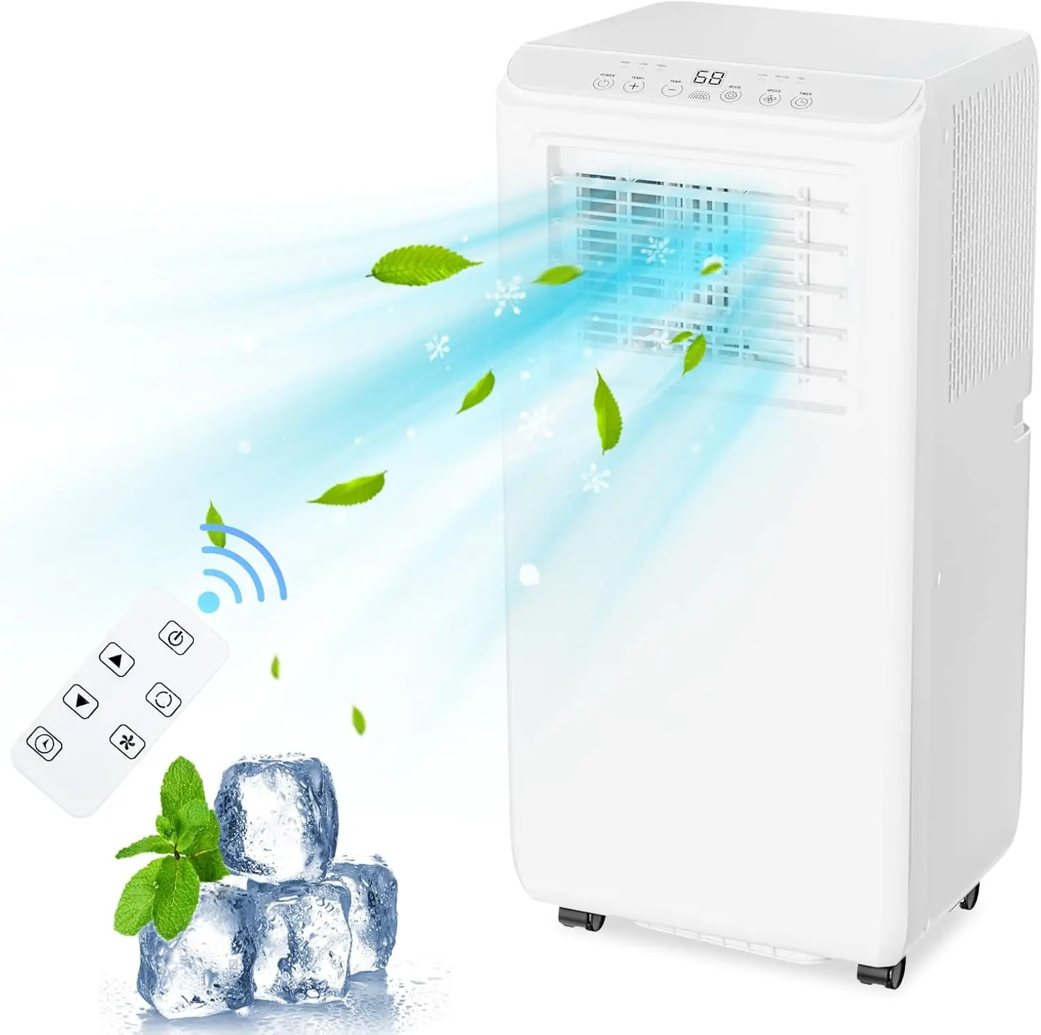 8,000 BTU Portable AC Unit, 3-in-1 Cooling, Fan & Dehumidifier with Remote and 24H Timer  Quiet, Energy-Efficient Air Conditione