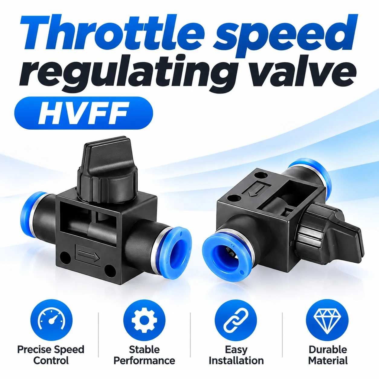 HVFF Pneumatic Fitting 2 Way Quick Push Connector Tube Hose 4mm 6mm 8mm 10mm 12mm Air Pneumatic Parts Plastic Switch Controller