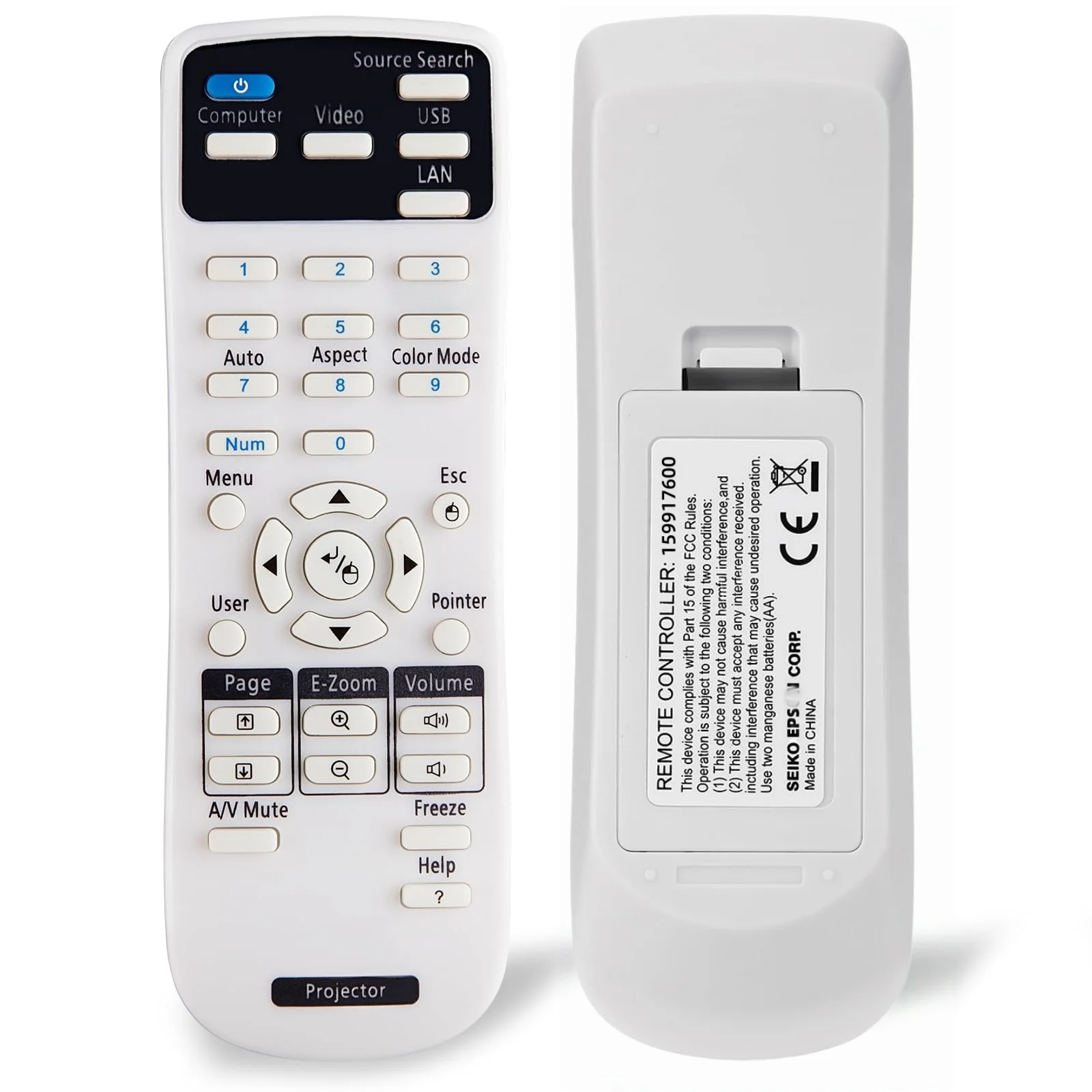 

Projector Remote Control for Epson Projectors Home Cinema EB EMP EX VS H BrightLink Powerlite Series