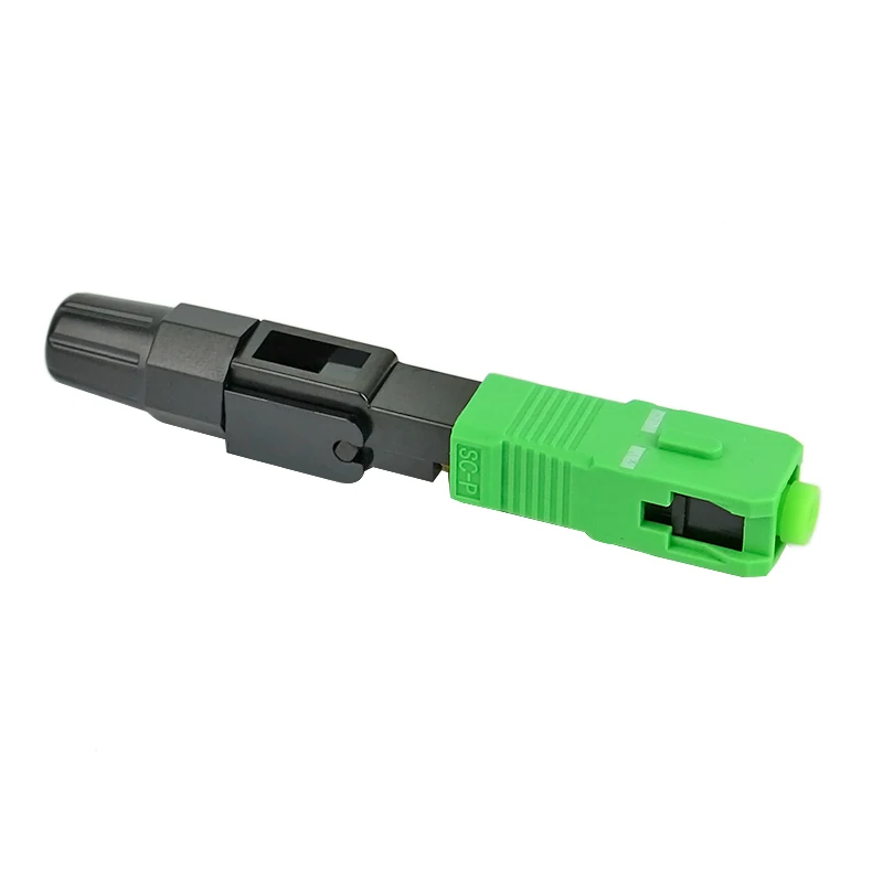 Embedded SC APC Fiber Optic Fast Connector, FTTH Single Mode Fiber Optic, Quick Connector Green Adapter, Field Assembly