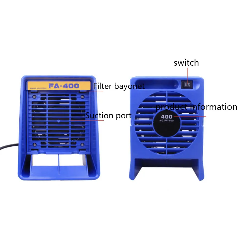 FA-400 Draagbare Roker Soldeerbout Lassen Afzuigventilator Rookabsorber met Actieve Kool Filter Spons ESD Rookreiniger