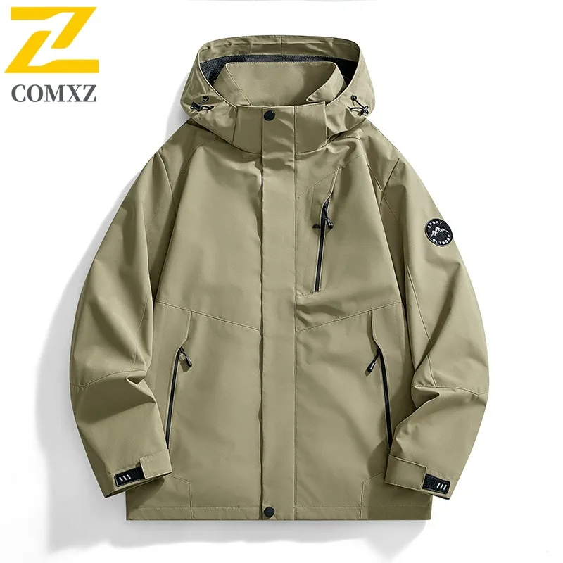 COMXZ Hiking Travel Mens Jacket Premium Durable Motorcycle Coat Casual Hooded Adventure Lightweight Autumn Windbreaker