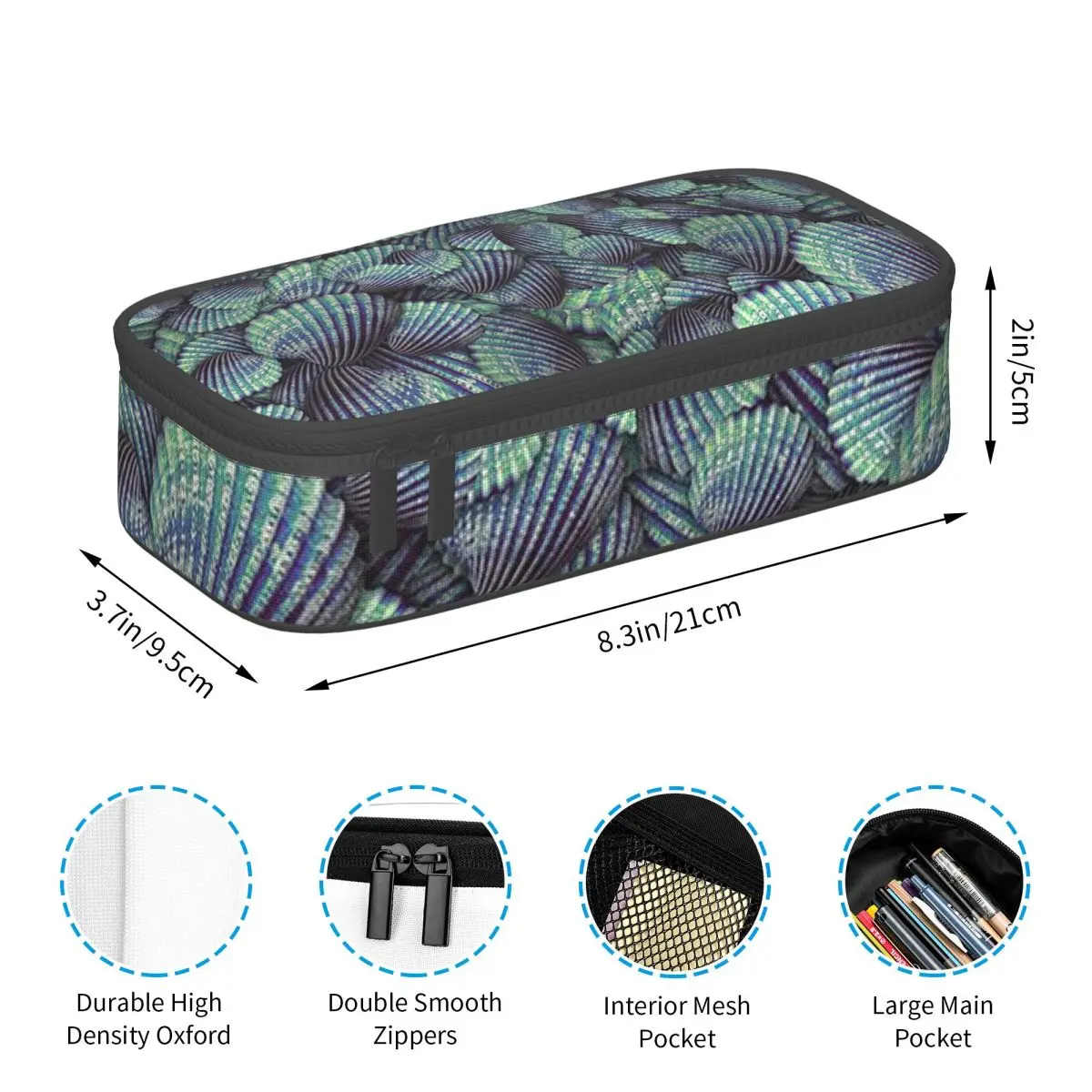 Ocean Purple Shell Pattern Pencil Case for Studen School Pen Box Pencil Bag Stationery Supplies Pen Holder Bag