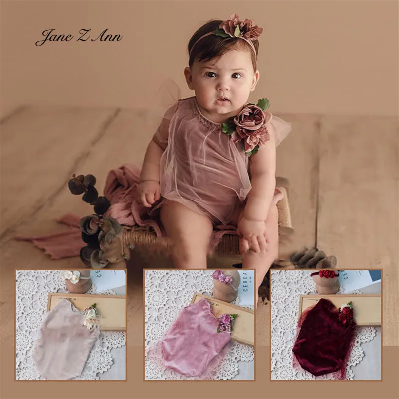 Children photography clothing velvet dress skirt newborn 100 days baby girl studio shooting outfits new products