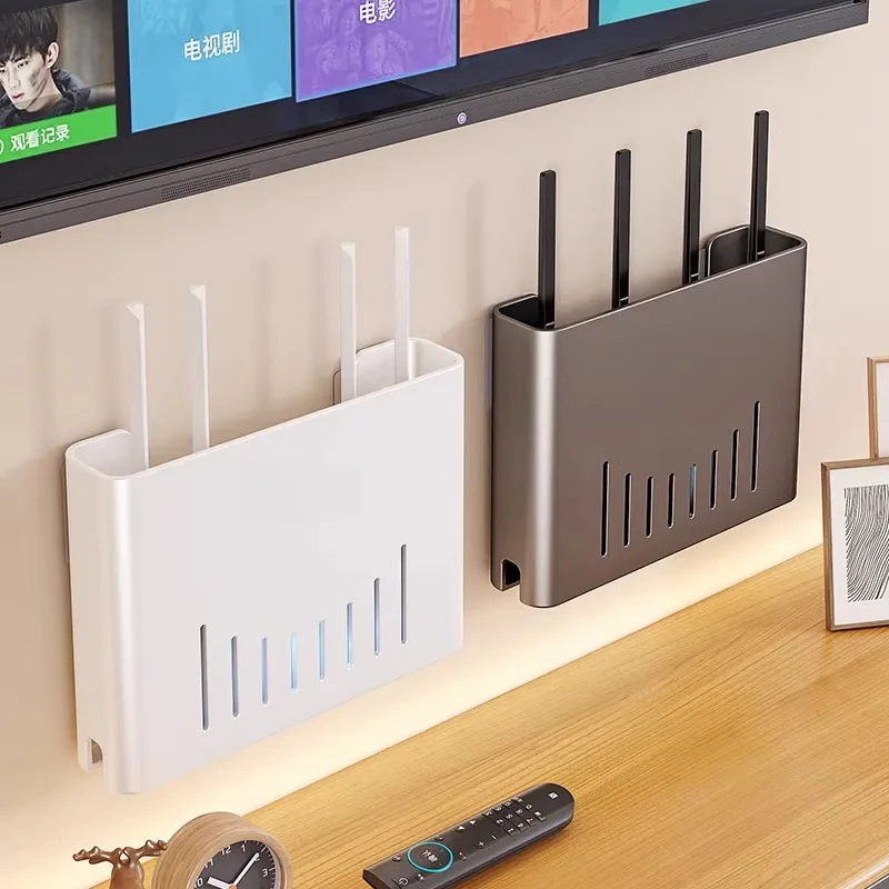 Wall-Mounted Router Storage Box Plastic Cable Management Organizer With Heat Dissipation Holes For Living Room TV Wifi Modem