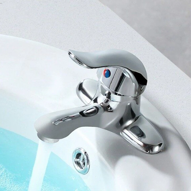

Bathroom Faucet Zinc Alloy Double-Hole Basin Hot And Cold Water Faucet Bathroom Sink Mixing Valve Switch Sink Mixer Tap