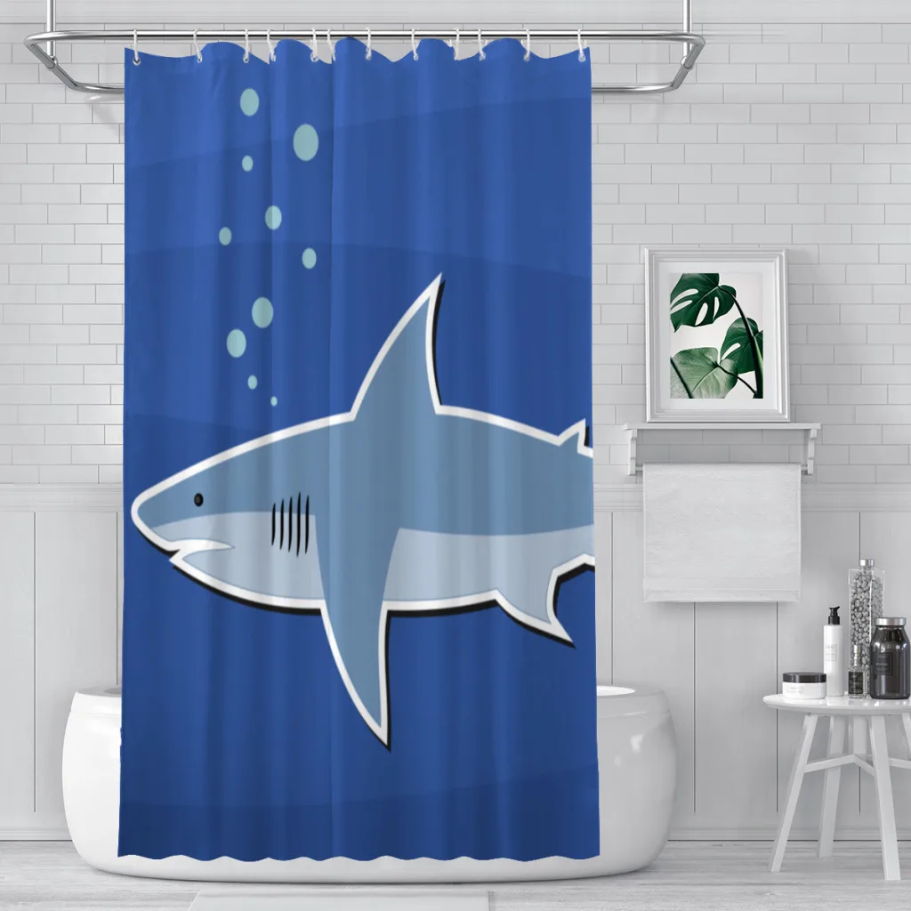 Shark Bathroom Shower Curtains Marine Animals Waterproof Partition Creative Home Decor Bathroom Accessories