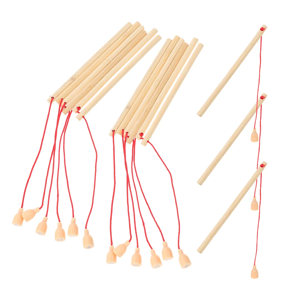 15 Pcs Children's Fishing Toys Wooden Rod Magnetic Game Educational Toddler Kindergarten Pole Rods