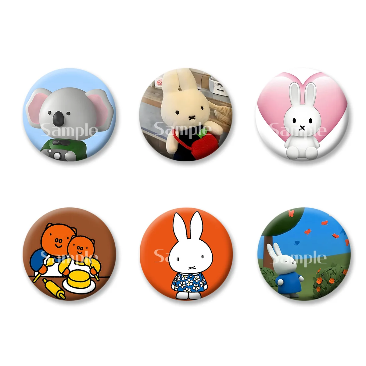 

Miffy Rabbit Cute Medal Flash Badge Keychains Makeup Mirror Fridge Magnet ACG Goods Anime Cartoon Peripherals Birthday Gift