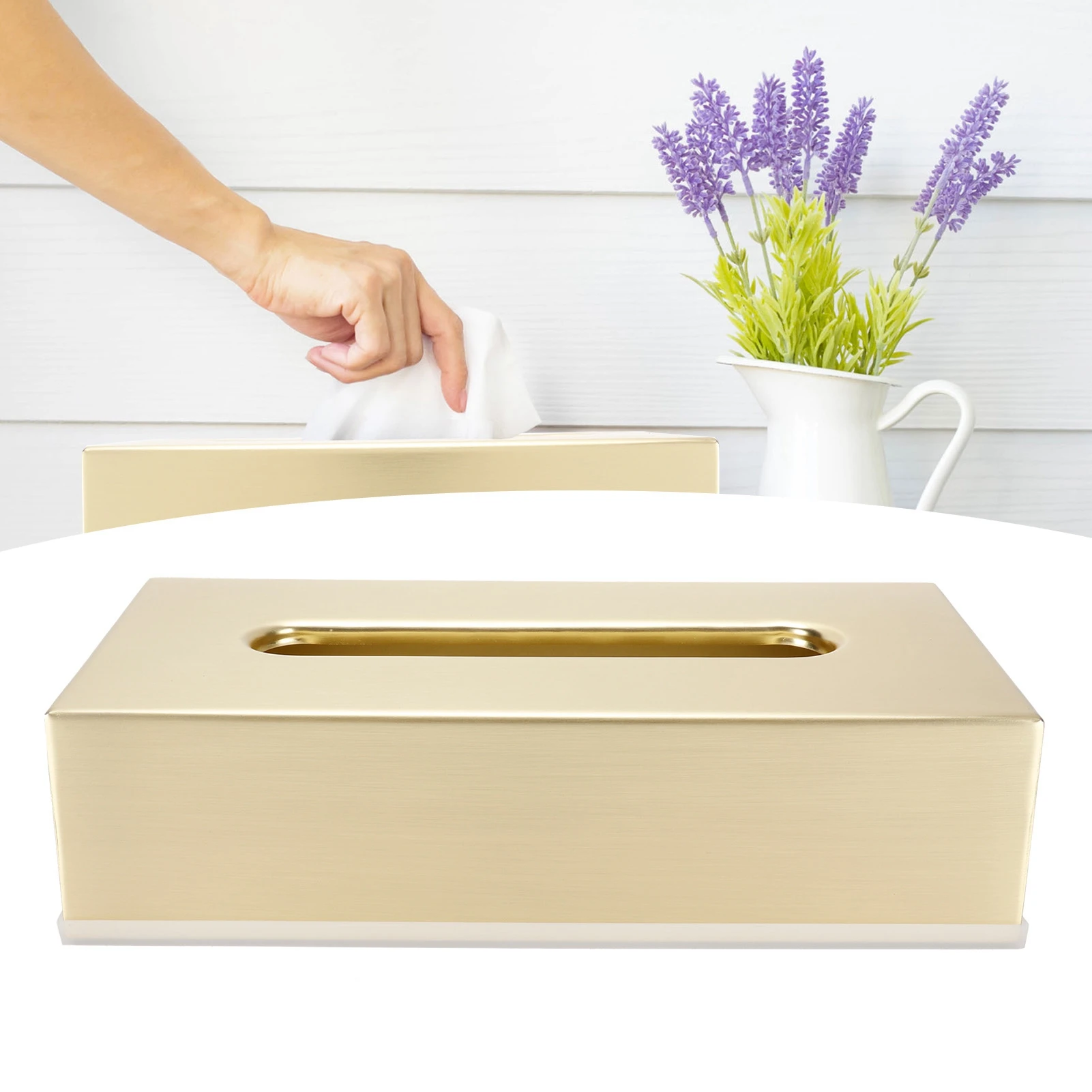 

Gold Rectangular Tissue Box 304 Stainless Steel Napkin Paper Holder Container Home Storage Organization