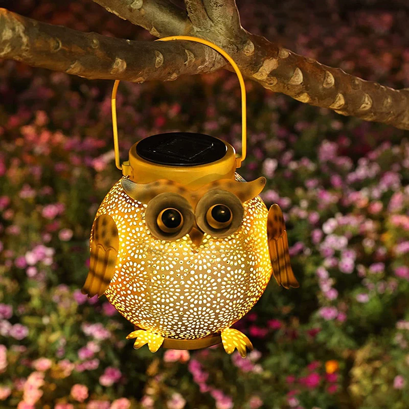 Creative And Personalized Owl Decorative Wall Lamp, Metal Iron Solar Garden Lamp, Themed Restaurant Lamp, Night Light