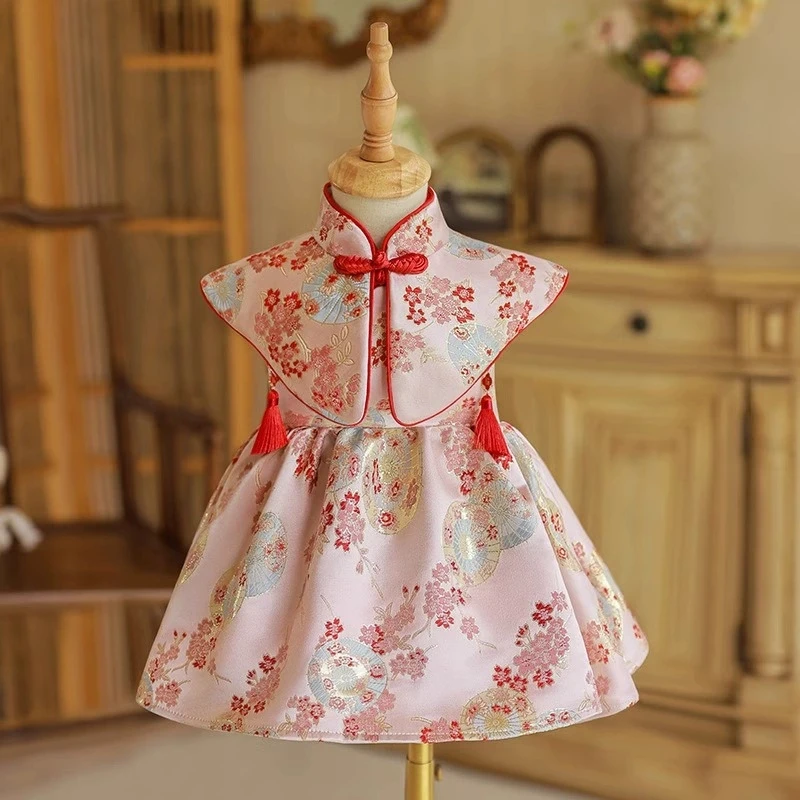 

New Girls 1st Birthday dress Chinese-style kids Tang costume Baby Festival dresses Children's New Year Wear party Clothes 2 4 6